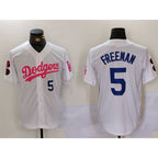 Los Angeles Dodgers #5 Freddie Freeman White Pink BUTLER Vin & Kobe Patch Stitched Jersey1