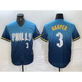Philadelphia Phillies #3 Bryce Harper Number Blue BUTLER 2024 City Connect Limited Stitched Jersey
