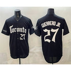 Toronto Blue Jays #27 Vladimir Guerrero Jr Black BUTLER Gothic North Edition Limited Stitched Jersey