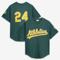 Oakland Athletics #24 Rickey Henderson Mitchell & Ness Green BUTLER Authentic Batting Practice Jersey