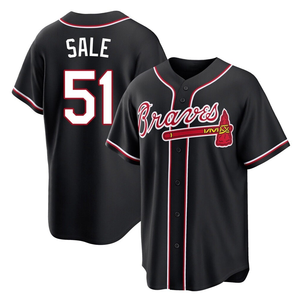 Atlanta Braves #51 Chris Sale Player Black BUTLER Fashion Out Game Stitched Jerseys