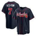 Atlanta Braves #7 Ha-Seong Kim Player Navy BUTLER Home Game Stitched Jerseys