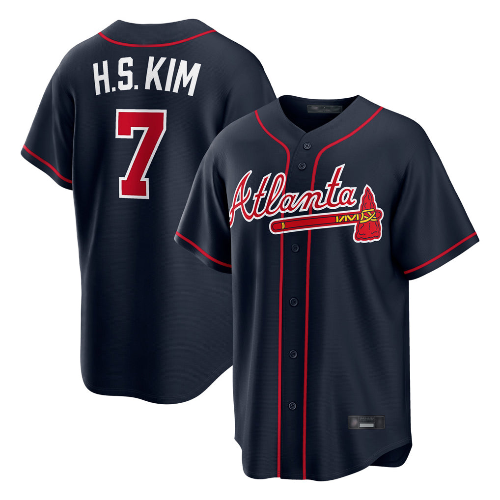 Atlanta Braves #7 Ha-Seong Kim Player Navy BUTLER Home Game Stitched Jerseys