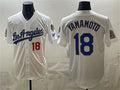 Los Angeles Dodgers #18 Yoshinobu Yamamoto White BUTLER 2026 Gold Collection 9x & B2B Champs Patch Stitched Jersey