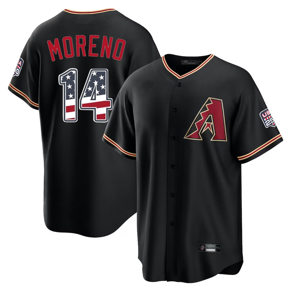 Arizona Diamondbacks #14 Gabriel Moreno Player Black BUTLER USA 250 Fourth of July Game Home Stitched Jerseys