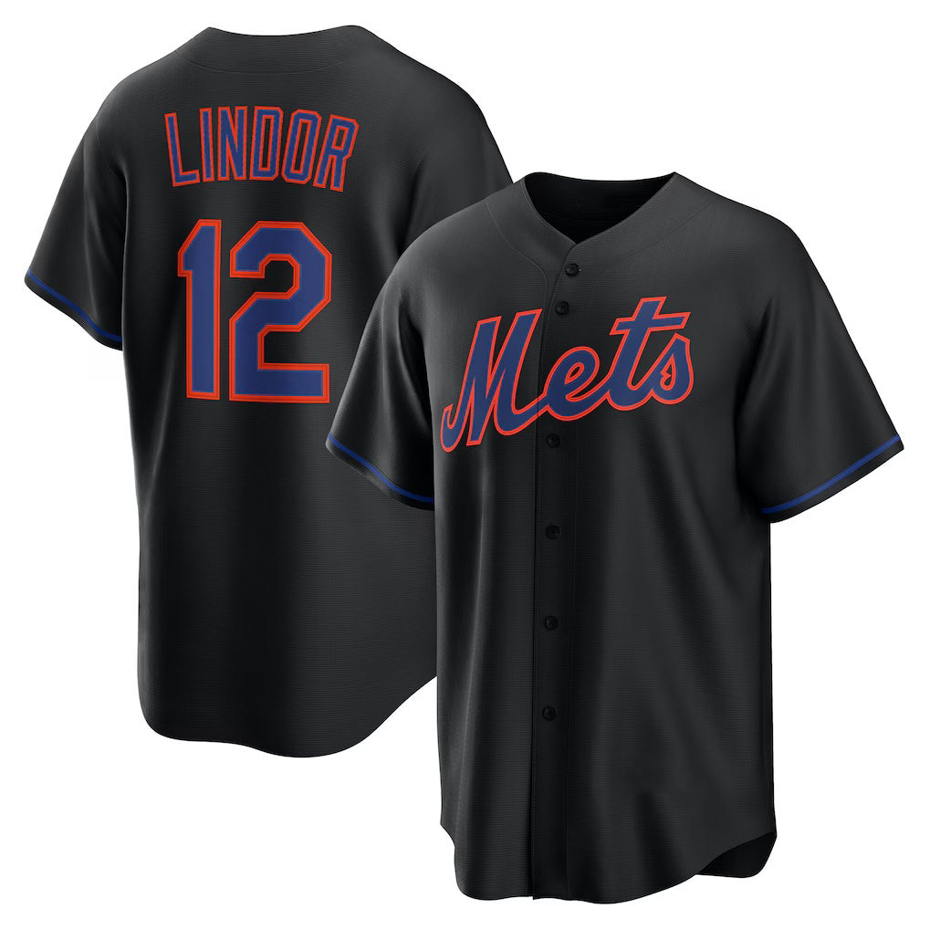 New York Mets #12 Francisco Lindor Black BUTLER Alternate Replica Jersey