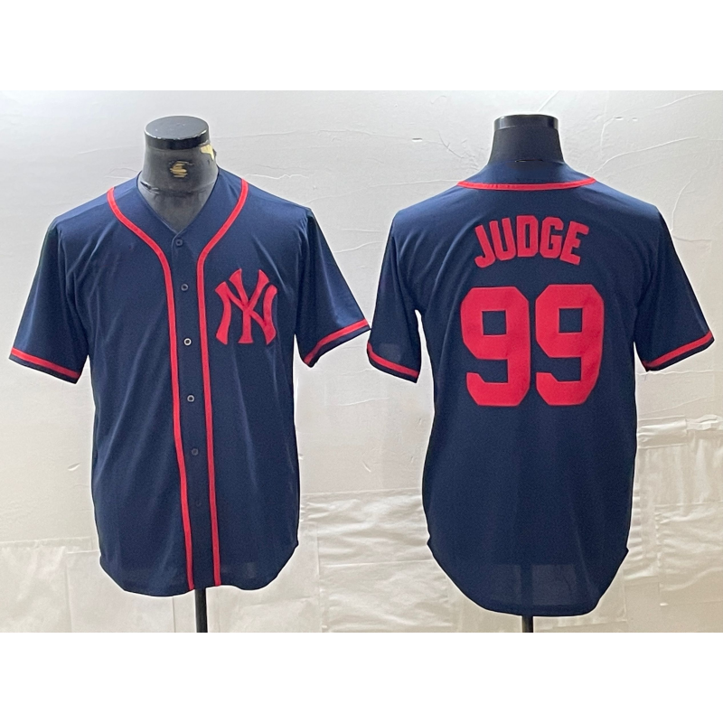 New York Yankees #99 Aaron Judge Navy Red BUTLER Fashion Cool Base Jersey