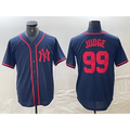 New York Yankees #99 Aaron Judge Navy Red BUTLER Fashion Cool Base Jersey