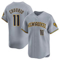 Milwaukee Brewers #11 Jackson Chourio Grey BUTLER 2024 Away Limited Stitched Jersey