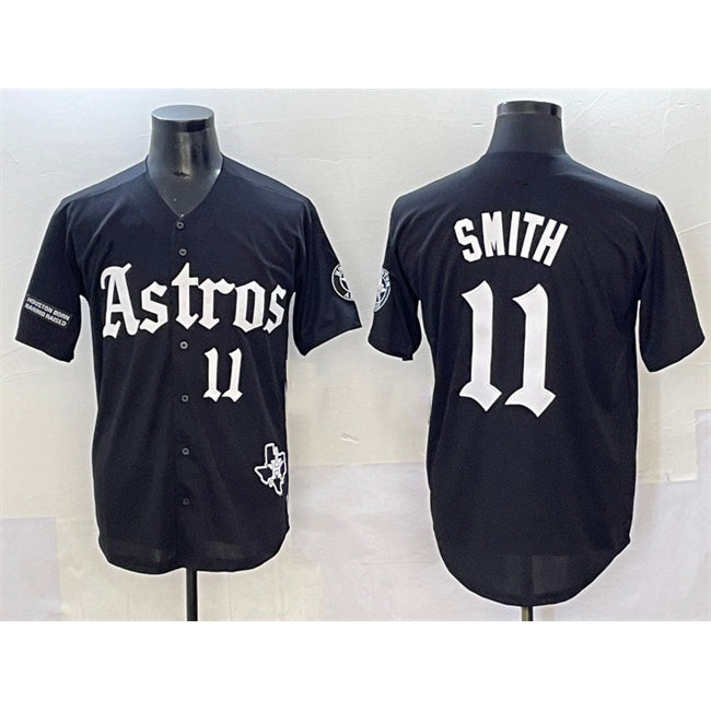 Houston Astros #11 Cam Smith Black BUTLER Gothic 'Houston Born Barrio Raised' Limited Stitched Jersey