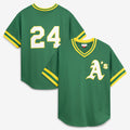 Oakland Athletics #24 Rickey Henderson Mitchell & Ness Green BUTLER Authentic Batting Practice Jersey 2