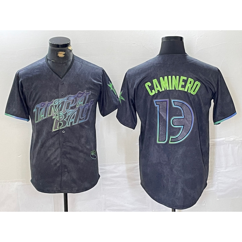 Tampa Bay Rays #13 Junior Caminero Charcoal BUTLER 2024 City Connect Limited Stitched Jersey