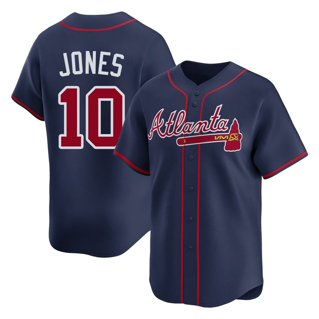 Atlanta Braves #10 Chipper Jones Player Navy BUTLER Limited Home Game Stitched Jerseys