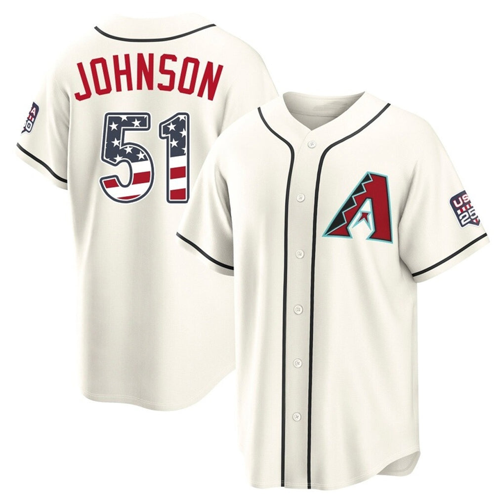 Arizona Diamondbacks #51 Randy Johnson Player Cream BUTLER USA 250 Fourth of July Home Game Stitched Jerseys