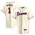 Atlanta Braves #1 Ozzie Albies Player Cream BUTLER Home Game Stitched Jerseys