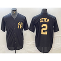 New York Yankees #2 Derek Jeter Black White BUTLER Cool Base Stitched Jersey