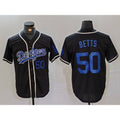 Los Angeles Dodgers #50 Mookie Betts Number Black BUTLER Cool Base With Patch Stitched Jerseys