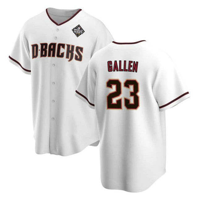 Arizona Diamondbacks #23 Zac Gallen White BUTLER 2023 World Series Cool Base Stitched Jersey