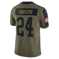 W.Football Team #24 Antonio Gibson Olive BUTLER Salute To Service Limited Player Jersey