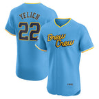 Milwaukee Brewers #22 Christian Yelich Powder Blue BUTLER City Connect Elite Player Jersey