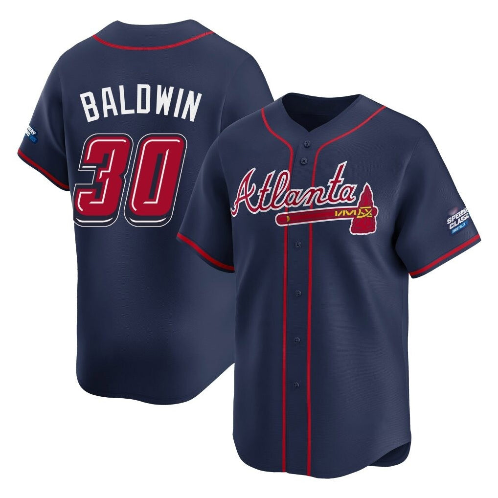 Atlanta Braves #30 Drake Baldwin Player Navy BUTLER 2025 Speedway Classic Home Game Stitched Jerseys