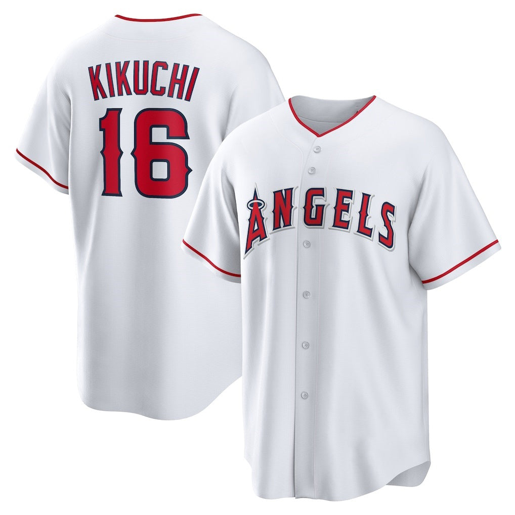 Los Angeles Angels #16 Yusei Kikuchi White BUTLER Home Replica Jersey