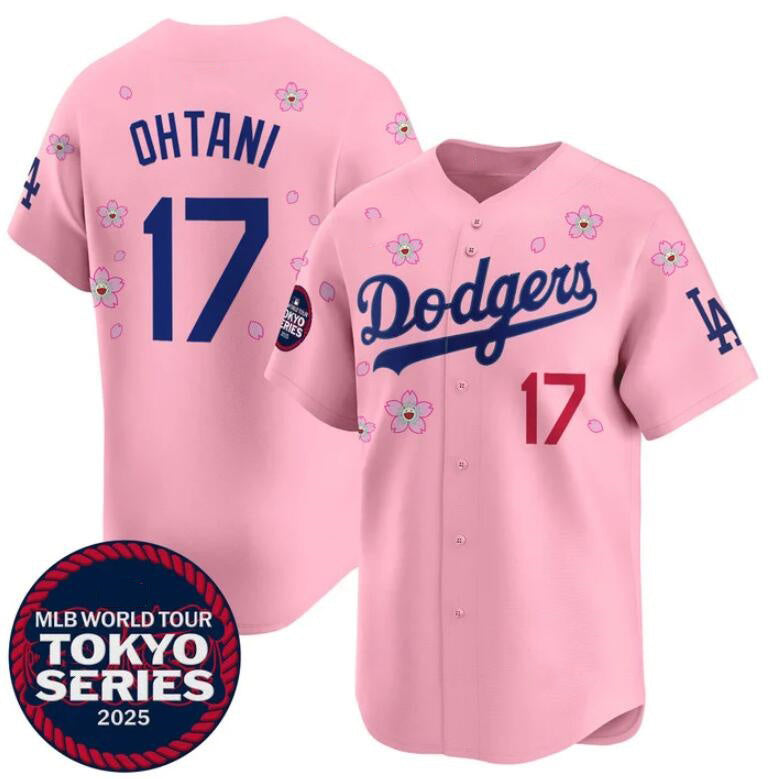 Los Angeles Dodgers #17 Shohei Ohtani Pink BUTLER 2025 Tokyo Series Limited Stitched Jersey