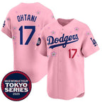 Los Angeles Dodgers #17 Shohei Ohtani Pink BUTLER 2025 Tokyo Series Limited Stitched Jersey