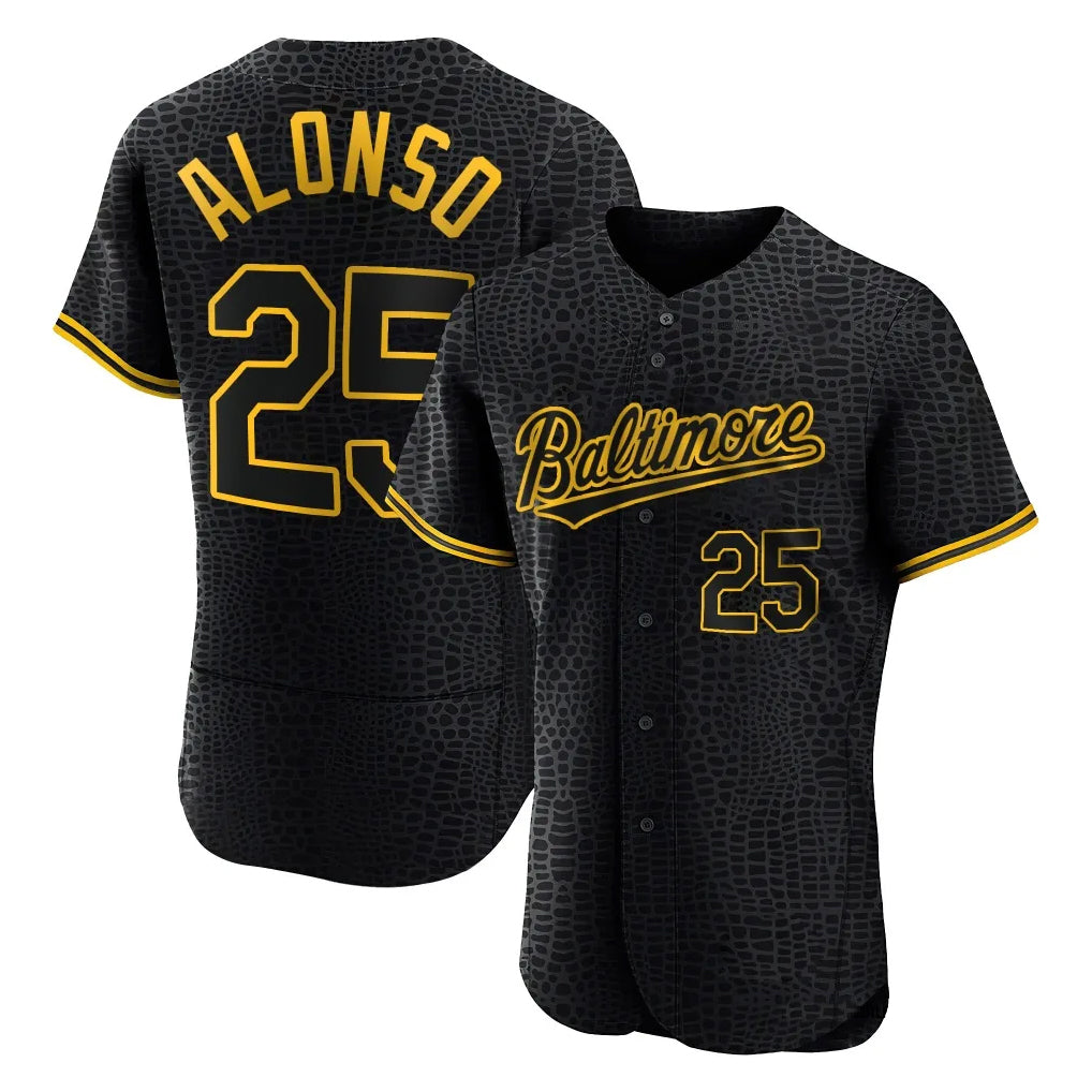 Baltimore Orioles #25 Pete Alonso Player Black BUTLER Snake Skin City Limited Elite Home Stitched Jerseys