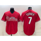 Philadelphia Phillies #7 Trea Turner Red BUTLER Cool Base Stitched Jersey