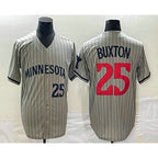 Minnesota Twins #25 Byron Buxton Number 2023 Grey BUTLER Home Team Cool Base Stitched Jersey