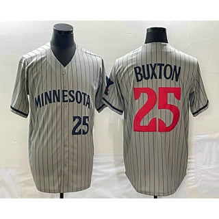 Minnesota Twins #25 Byron Buxton Number 2023 Grey BUTLER Home Team Cool Base Stitched Jersey