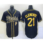 Pittsburgh Pirates #21 Roberto Clemente Number Black BUTLER Cool Base Stitched Jersey 1