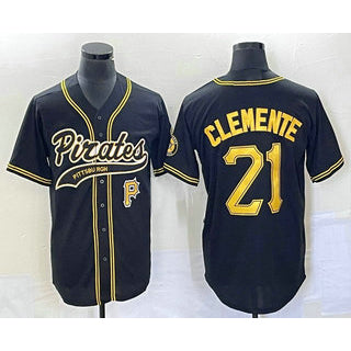 Pittsburgh Pirates #21 Roberto Clemente Number Black BUTLER Cool Base Stitched Jersey 1