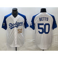 Los Angeles Dodgers #50 Mookie Betts Number White Blue BUTLER Fashion Stitched Cool Base Limited Jersey 3