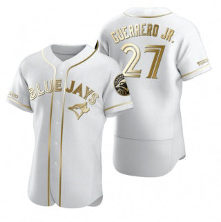 Toronto Blue Jays #27 Vladimir Guerrero Jr. White Gold BUTLER Flex Base Stitched Jersey