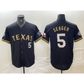 Texas Rangers #5 Corey Seager Number Black Gold BUTLER Cool Base Stitched Jersey