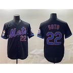 New York Mets #22 Juan Soto Black BUTLER 2025 Spring Training Cool Base Stitched Jersey