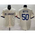 Los Angeles Dodgers #50 Mookie Betts Cream BUTLER Stitched Jersey