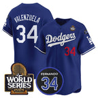 Los Angeles Dodgers #34 Toro Valenzuela Royal BUTLER 2024 World Series With Fernando Memorial Patch Limited Stitched Jersey