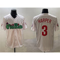 Philadelphia Phillies #3 Bryce Harper White BUTLER Phanatic Cool Base Stitched Jersey
