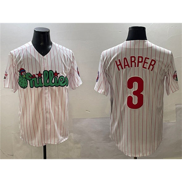 Philadelphia Phillies #3 Bryce Harper White BUTLER Phanatic Cool Base Stitched Jersey